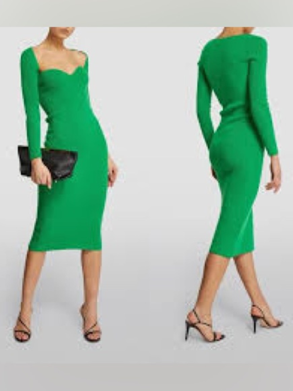 Arch4 Coco Long Sleeve Sweetheart Ribbed Cashmere Dress in emerald green M $1250